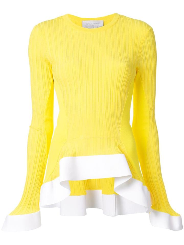 Esteban Cortazar Ruffled Hem Jumper - Yellow