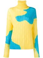 Delpozo Bicolour Cable Knit Sweater, Women's, Size: Large, Yellow/orange, Mohair/wool/polyamide