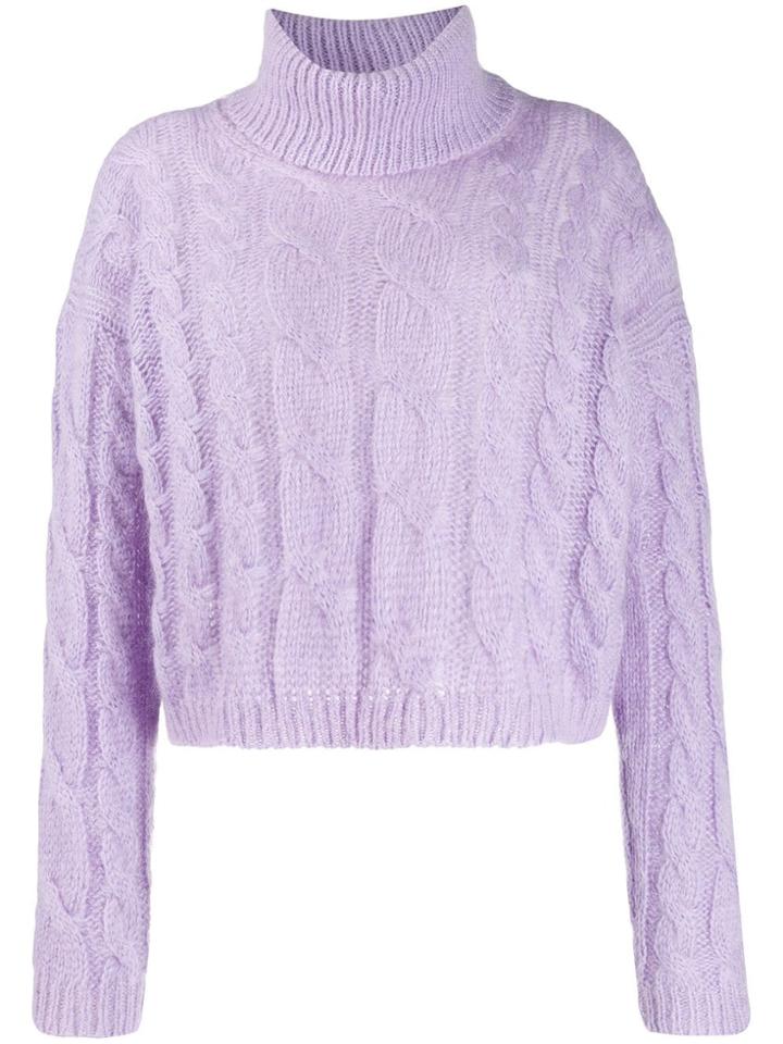 Twin-set Cable Knit Roll Neck Jumper - Purple