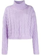 Twin-set Cable Knit Roll Neck Jumper - Purple
