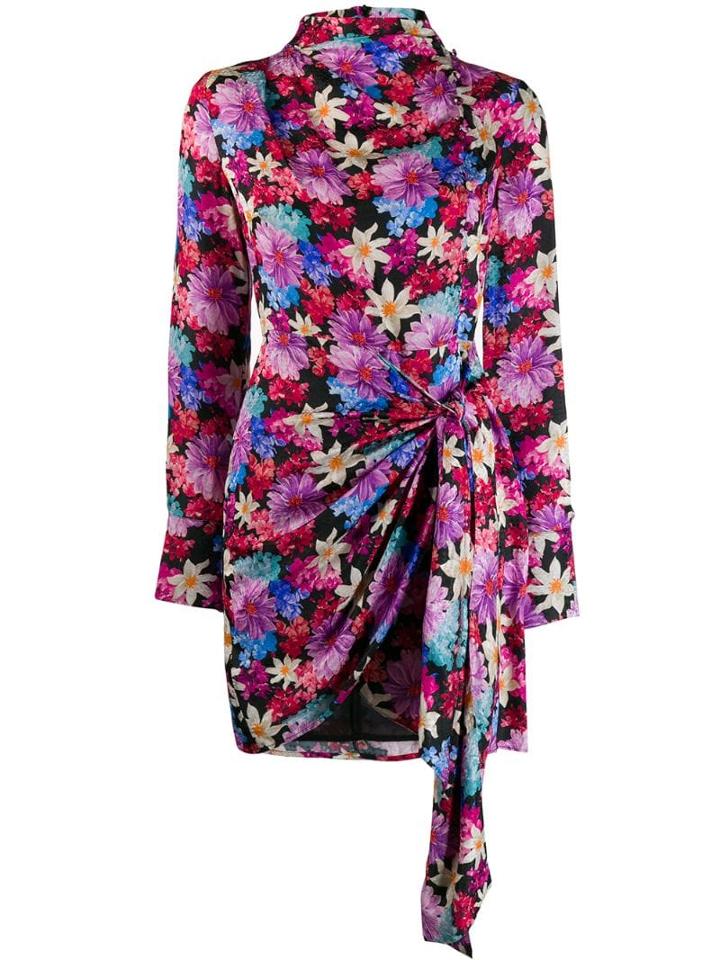 Pinko Floral Print Draped Mini Dress