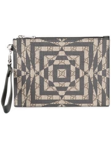 Gucci Caleido Clutch, Men's, Brown, Leather