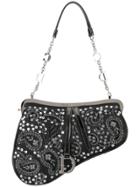 Christian Dior Vintage Saddle Spangle Clasp Mini Hand Bag - Black