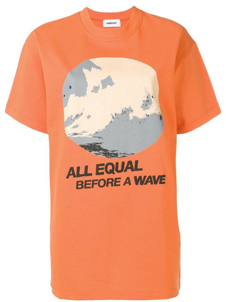 Ambush Wave Print Oversized T-shirt - Orange