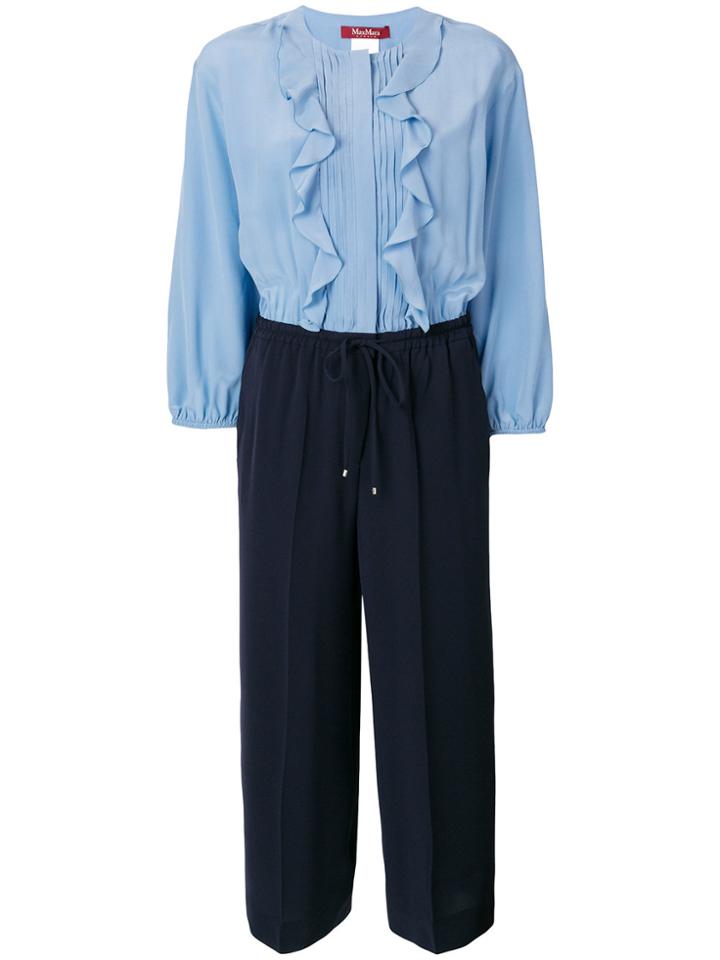 Max Mara Studio Ruffled Wide Jumpsuit - Blue