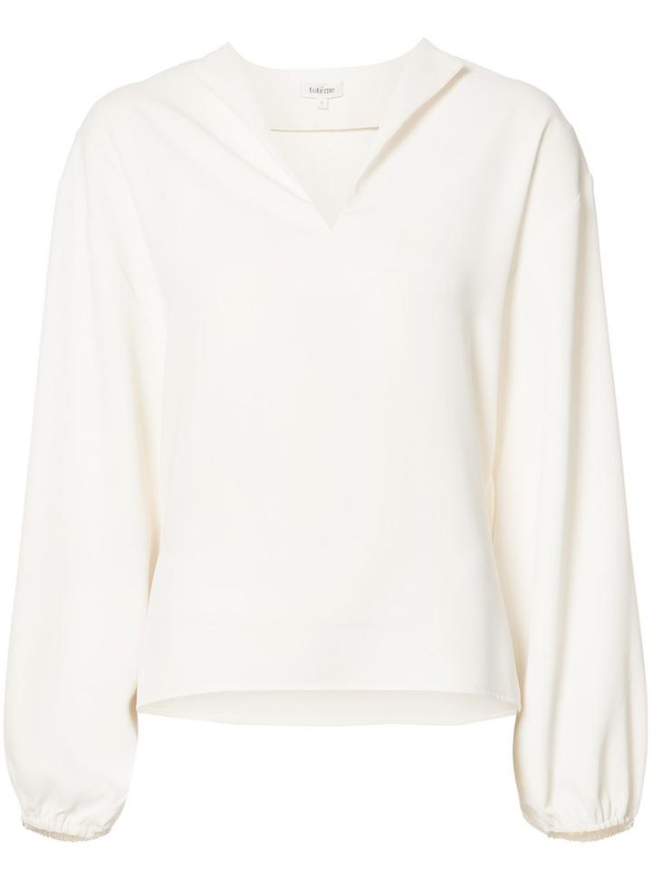 Toteme - V-neck Blouse - Women - Polyester - S, Women's, White, Polyester