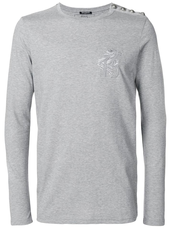 Balmain Fitted Knitted Top - Grey
