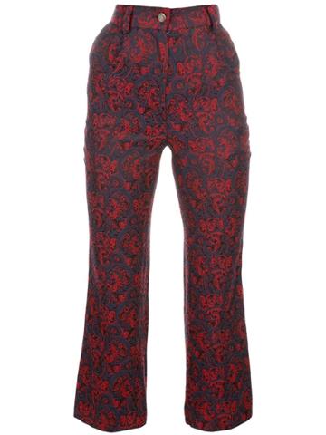 Suzanne Rae Baroque Print Bootcut Trousers - Blue