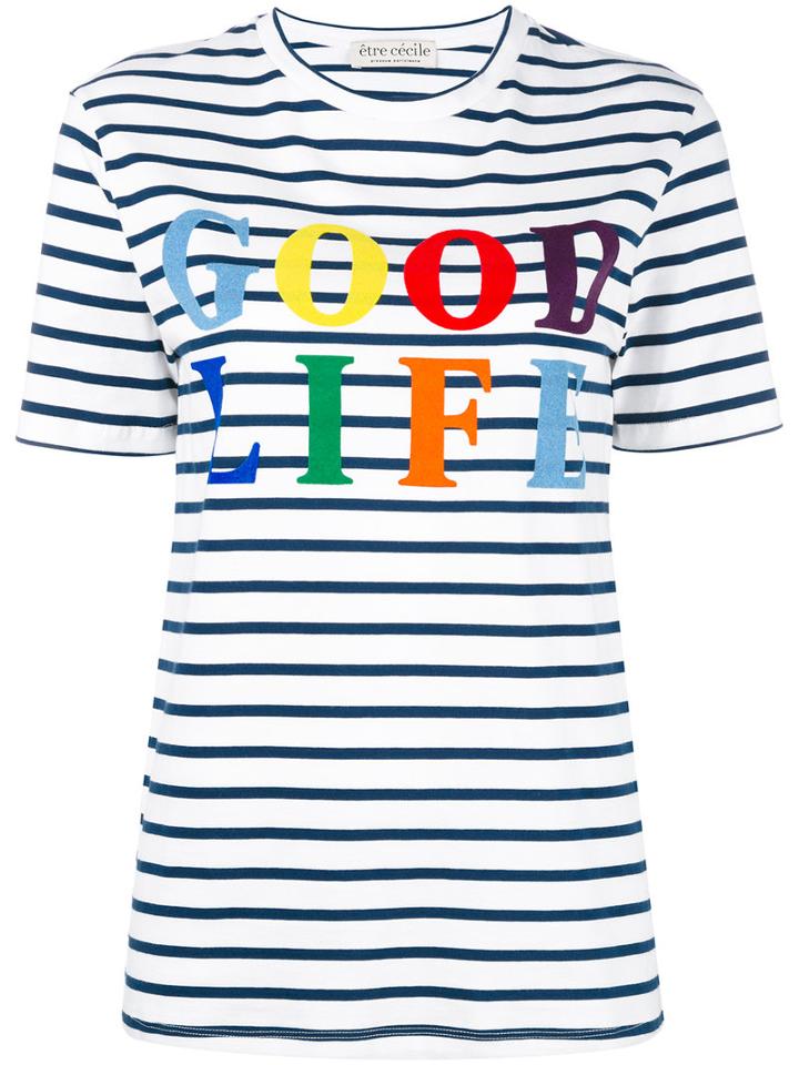 Être Cécile Good Life Stripe T-shirt, Women's, Size: Xs, White, Cotton