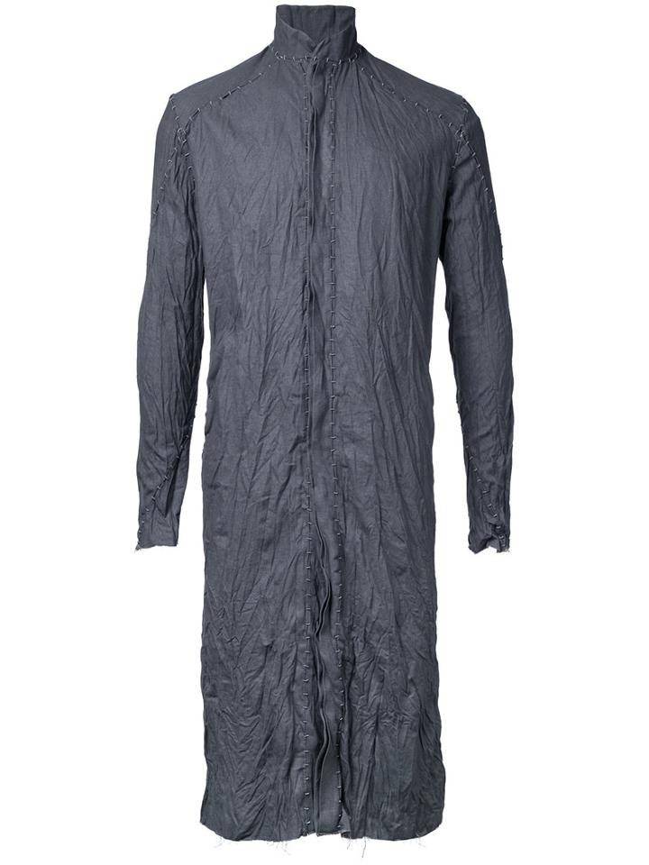 A New Cross - Hand Stitched Long Length Shirt - Men - Linen/flax - M, Grey, Linen/flax