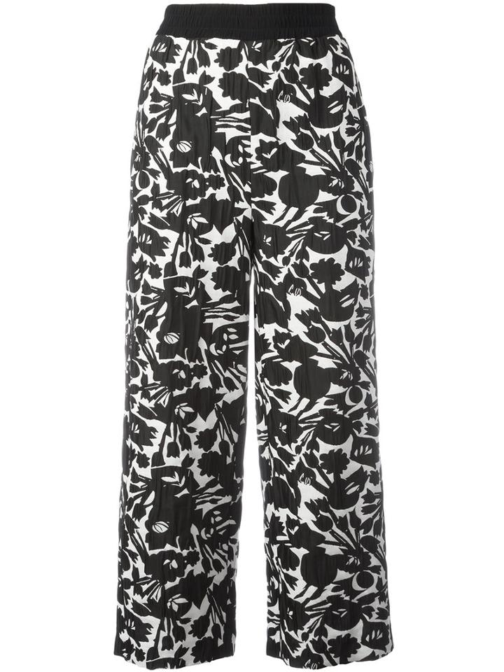 I'm Isola Marras Floral Print Cropped Trousers, Women's, Size: 46, Black, Acetate/viscose/polyester/spandex/elastane