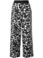 I'm Isola Marras Floral Print Cropped Trousers, Women's, Size: 46, Black, Acetate/viscose/polyester/spandex/elastane