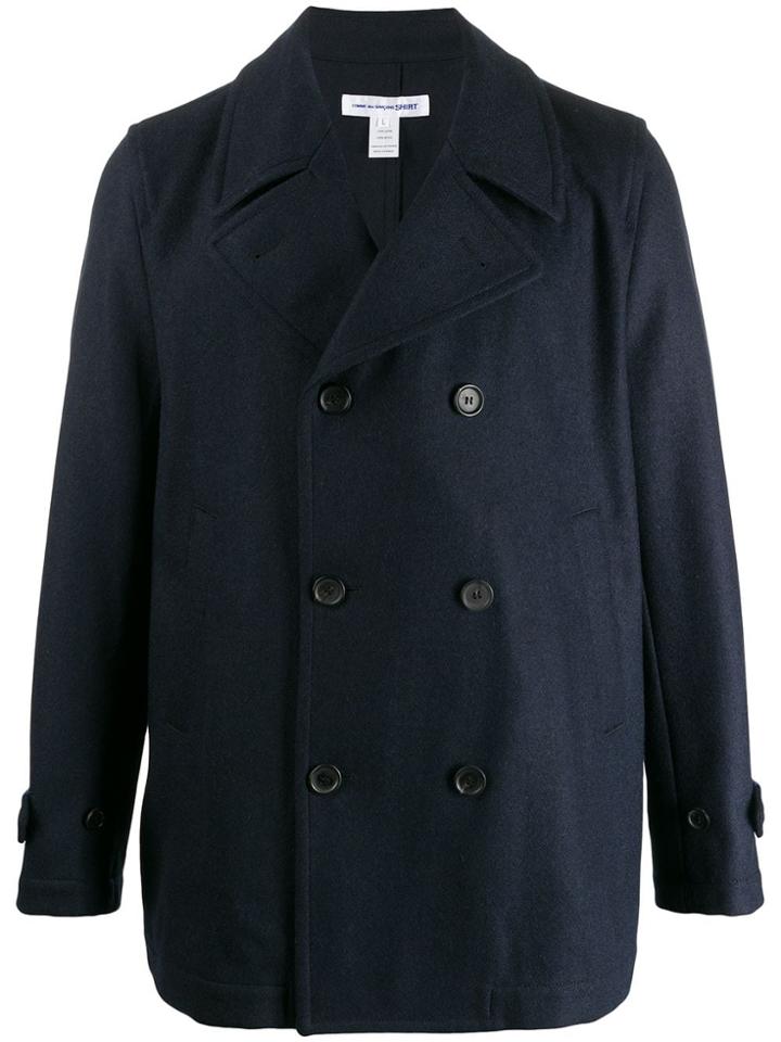 Comme Des Garçons Shirt Double-breasted Fitted Coat - Blue