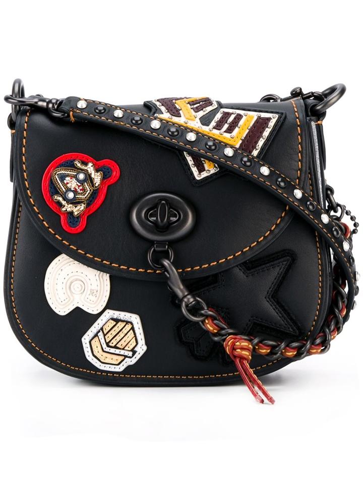Coach Mini Patched Shoulder Bag, Women's, Black