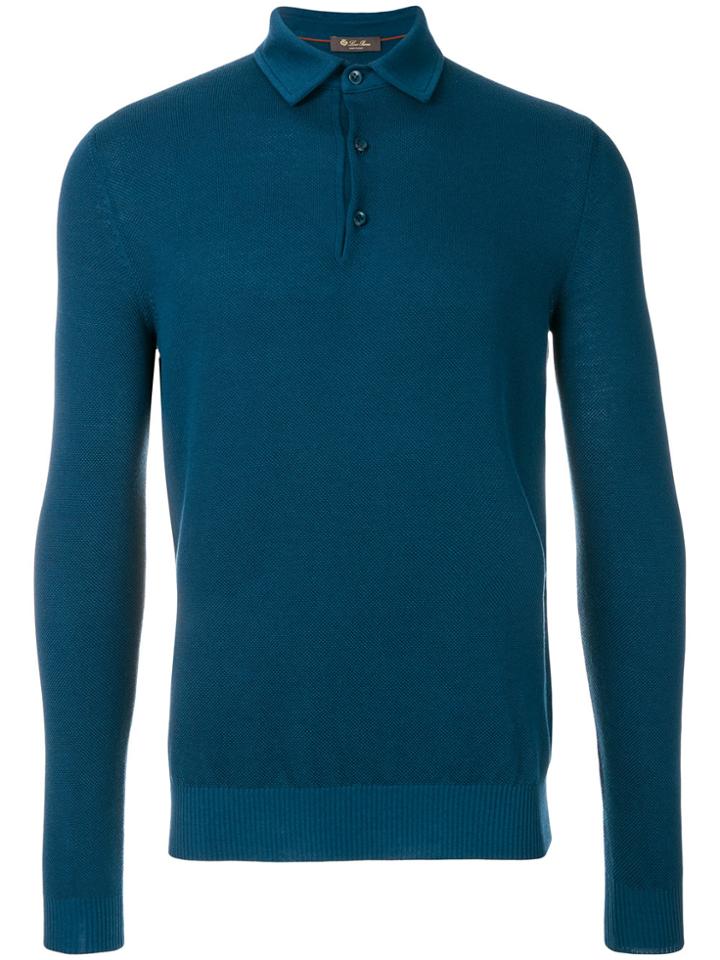 Loro Piana Longsleeved Polo Jumper - Blue