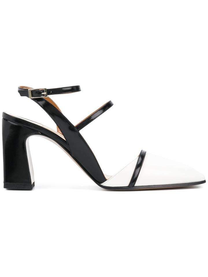 Ssheena Square Toe Mid-heel Pumps - White