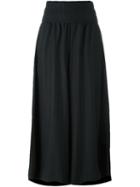 Y's Pinstripe Draped Flared Trousers, Women's, Size: 1, Black, Silk/cupro/wool