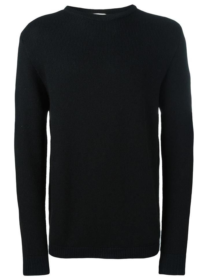 Stephan Schneider Ribbed Crew Neck Jumper, Men's, Size: Small, Black, Wool/alpaca