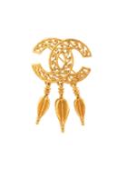 Chanel Pre-owned Cc Fringed Brooch - Gold