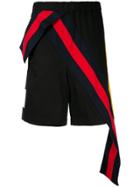 Facetasm Contrast Stripe Band Shorts - Black