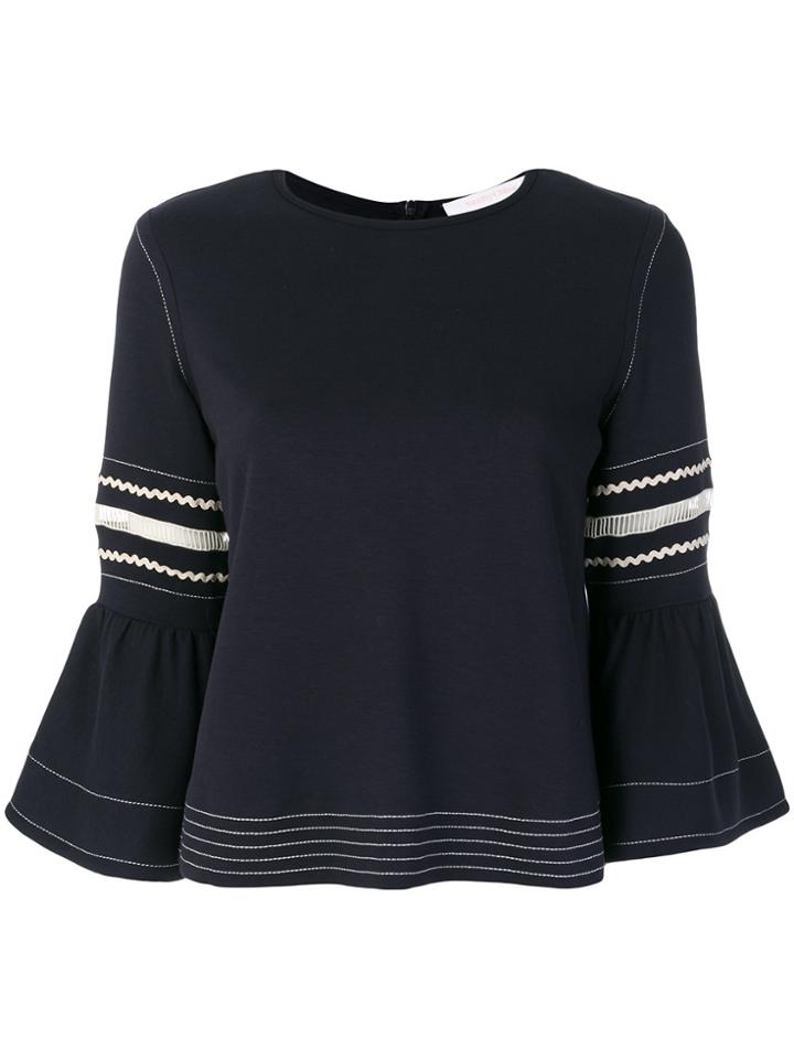 See By Chloé Ric-rac Flared Sleeve Blouse - Blue