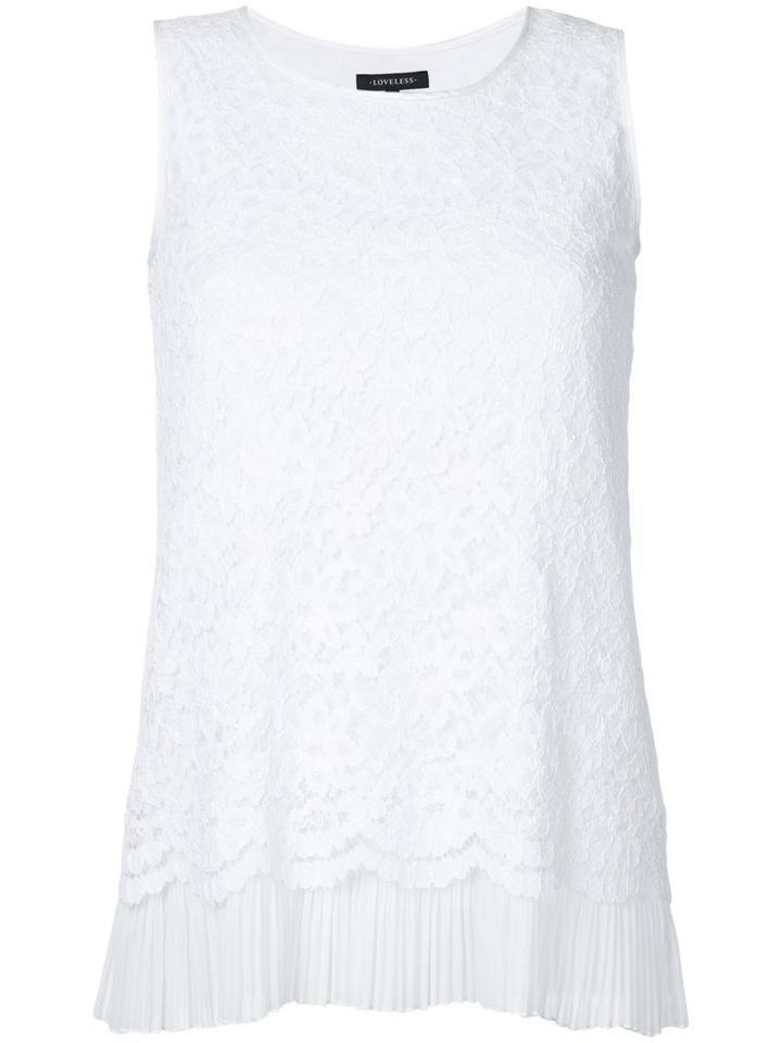 Loveless - Sleeveless Lace Top - Women - Polyester/rayon - 36, White, Polyester/rayon