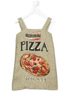 Dolce & Gabbana Kids - Pizza Print Dress - Kids - Hemp/linen/flax/viscose - 5 Yrs, Nude/neutrals