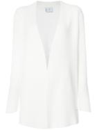 Bogner - Ribbed Open Front Cardigan - Women - Silk/cotton - 38, White, Silk/cotton