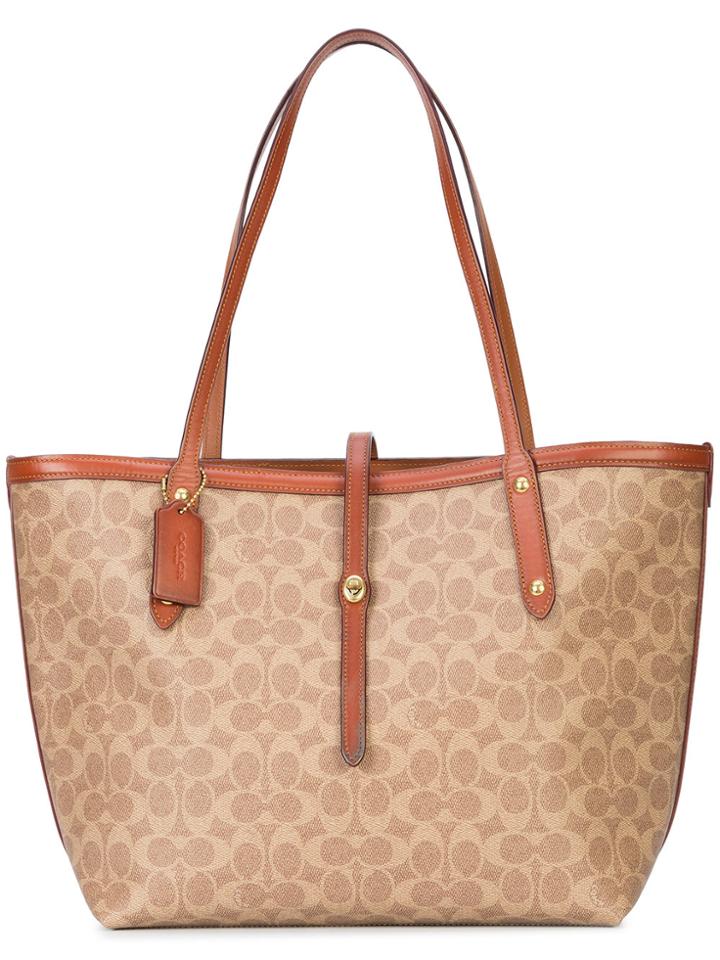 Coach Signature Canvas Market Tote - Brown