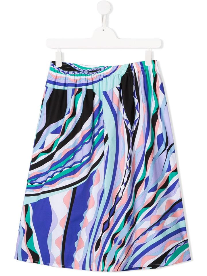 Emilio Pucci Junior Teen Burle Print Skirt - Blue
