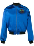 Saint Laurent - 'teddy Surf' Bomber Jacket - Men - Cotton/lamb Skin/polyester/viscose - 50, Blue, Cotton/lamb Skin/polyester/viscose