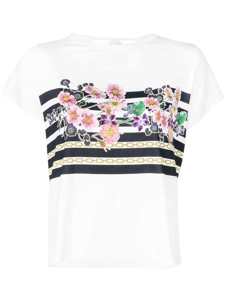 Liu Jo Floral Striped T-shirt - White