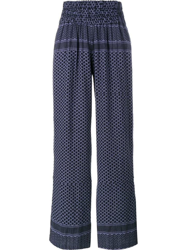 Cecilie Copenhagen Keffiyeh Printed Cotton Trousers - Blue