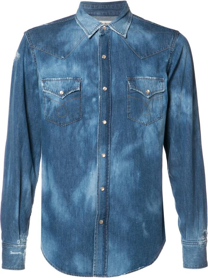 Saint Laurent Faded Shirt, Men's, Size: Small, Blue, Cotton