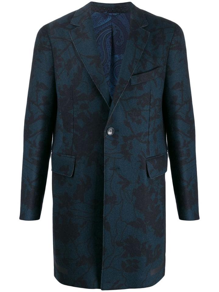 Etro Cappotto Longline Blazer - Blue