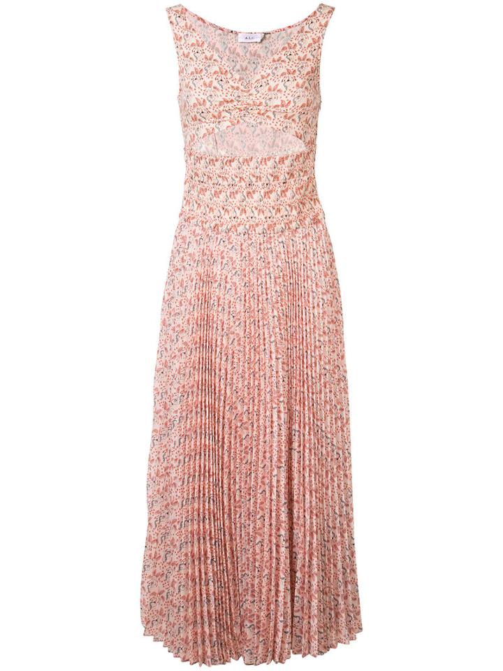 A.l.c. Peach Print Pleated Dress, Women's, Size: 8, Pink/purple, Silk