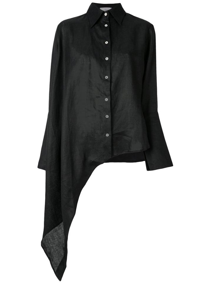 Balossa White Shirt Collared Asymmetric Shirt - Black