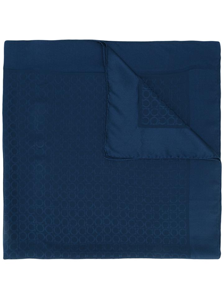 Salvatore Ferragamo Logo Print Scarf - Blue