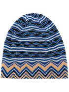 Missoni Zig-zag Pattern Beanie, Women's, Blue, Wool/acrylic/polyester