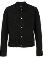Christian Dada Distressed Denim Jacket, Men's, Size: 50, Black, Cotton