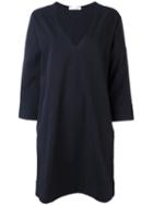 Casa Nata - Plunging V-neck Dress - Women - Cotton/spandex/elastane - L, Blue, Cotton/spandex/elastane