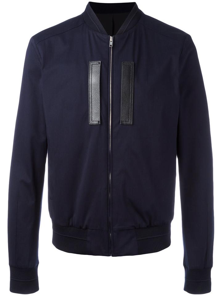 Juun.j Zip Up Jacket, Men's, Size: 48, Blue, Cotton/leather/polyester/cupro