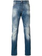 Philipp Plein Distressed Slim-fit Jeans - Blue