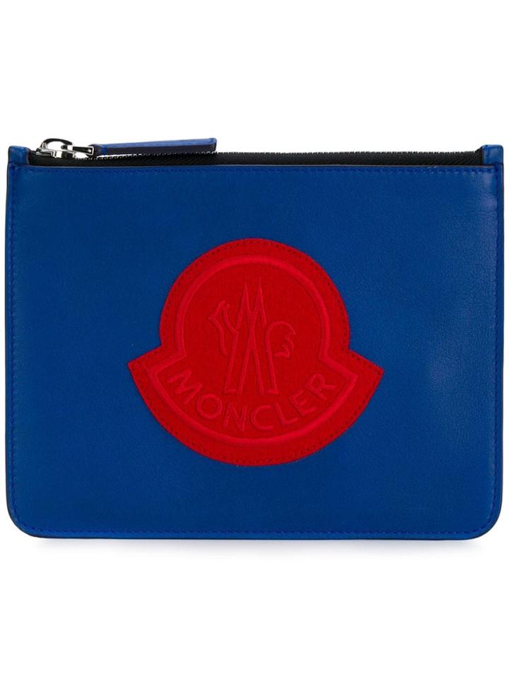 Moncler Logo Patch Clutch - Blue