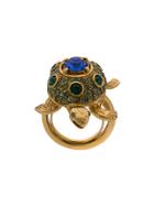 Oscar De La Renta Crystal Turtle Ring - Metallic
