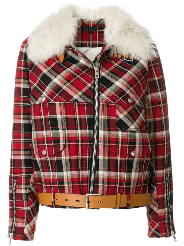 Rag & Bone Shearling Collar Check Jacket - Multicolour