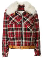 Rag & Bone Shearling Collar Check Jacket - Multicolour