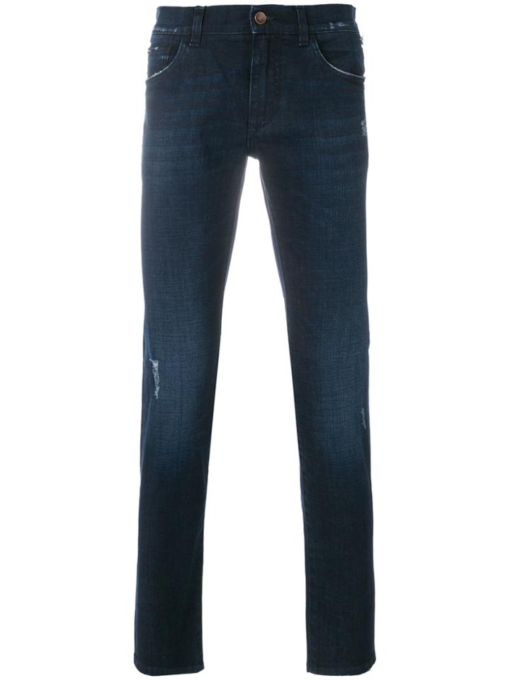 Dolce & Gabbana Slight Distressed Slim Fit Jeans - Blue