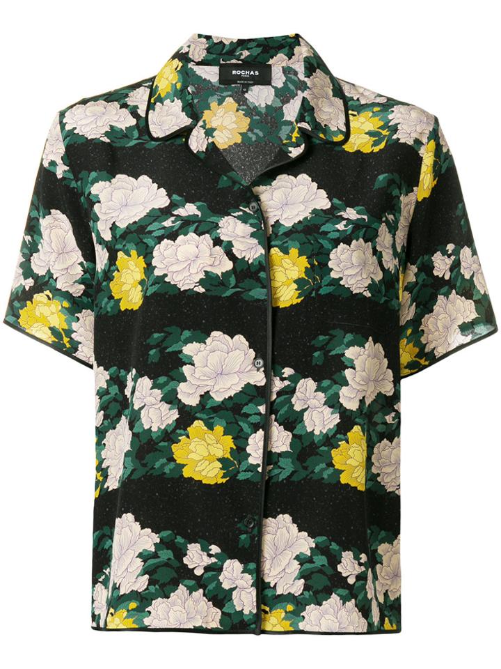 Rochas Floral V-neck Blouse - Black