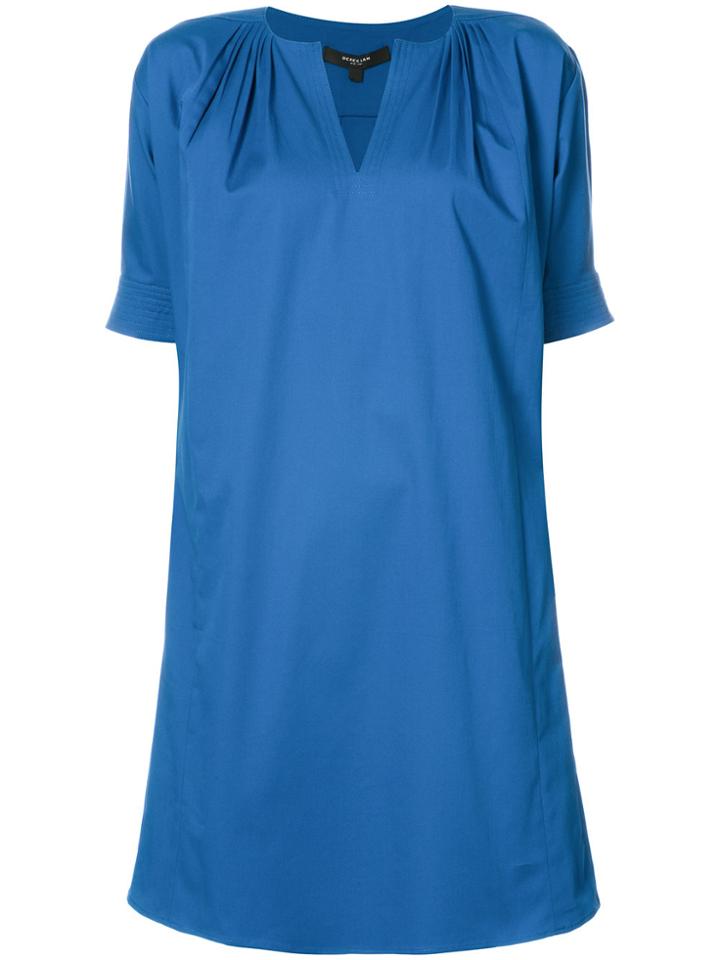 Derek Lam Short Sleeve Day Dress With Shoulder Pleats - Blue